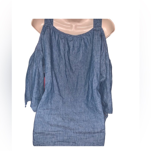 shoulder out Linen Denim top by Madewell Medium - Picture 4 of 6
